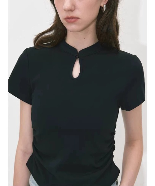Fano Studios（ファノ ストゥディオズ）の「チャイナカラー　ショートスリーブトップス FX24S200【Fano Studios】（Tシャツ/カットソー・レディース・ブラック・L/M/S）」の8枚目の写真