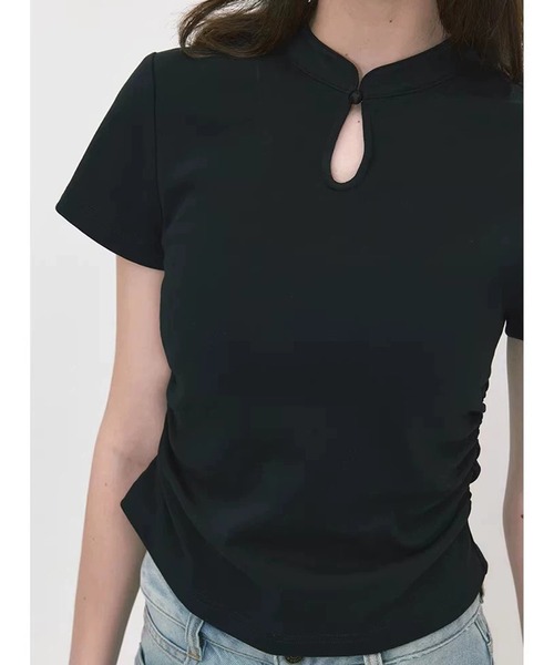 Fano Studios（ファノ ストゥディオズ）の「チャイナカラー　ショートスリーブトップス FX24S200【Fano Studios】（Tシャツ/カットソー・レディース・ブラック・L/M/S）」の9枚目の写真