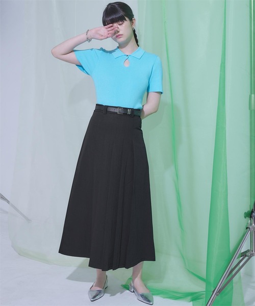 ベルト付きボックスプリーツスカート 制服スカート ベルト付きボックスプリーツスカート プリーツ