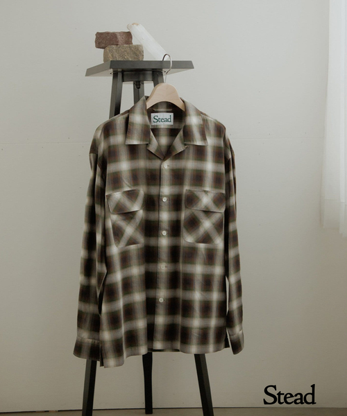 トップス J.S STEAD SD LIGHT WOOL OMBRE SHIRT セール】J.S.Homestead / Stead OMBRE OPEN SHIRT（シャツ