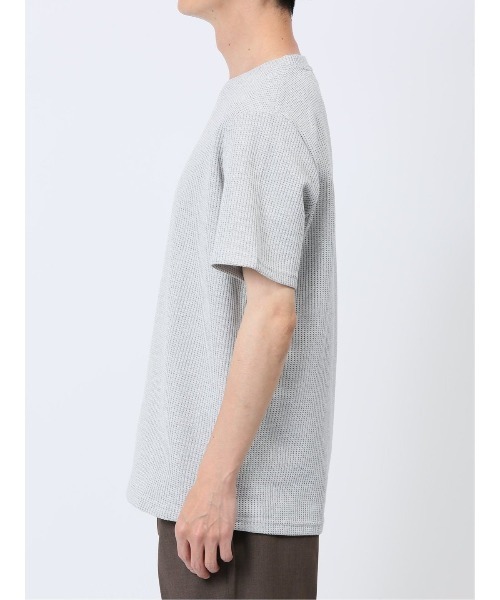 TAKA-Q(タカキュー)の「タカキュー 杢ワッフル クルーネック 半袖 Tシャツ(Tシャツ/カットソー・メンズ・ライトグレー/ネイビー・MEDIUM/X-LARGE/LARGE)」の6枚目の写真