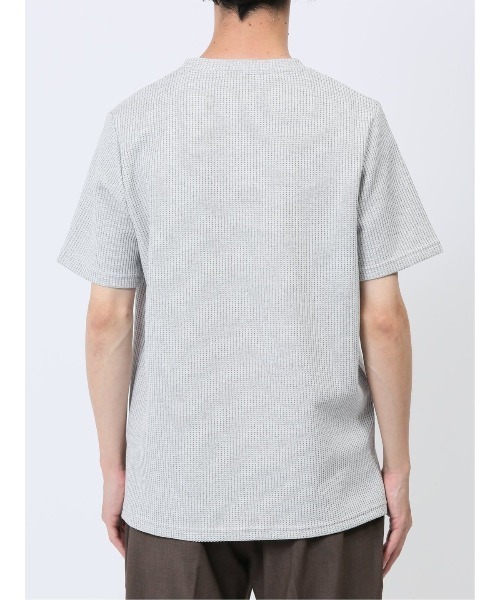 TAKA-Q(タカキュー)の「タカキュー 杢ワッフル クルーネック 半袖 Tシャツ(Tシャツ/カットソー・メンズ・ライトグレー/ネイビー・MEDIUM/X-LARGE/LARGE)」の7枚目の写真
