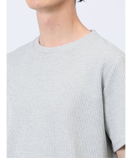 TAKA-Q(タカキュー)の「タカキュー 杢ワッフル クルーネック 半袖 Tシャツ(Tシャツ/カットソー・メンズ・ライトグレー/ネイビー・MEDIUM/X-LARGE/LARGE)」の8枚目の写真