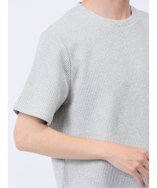TAKA-Q(タカキュー)の「タカキュー 杢ワッフル クルーネック 半袖 Tシャツ(Tシャツ/カットソー・メンズ・ライトグレー/ネイビー・MEDIUM/X-LARGE/LARGE)」の9枚目の写真