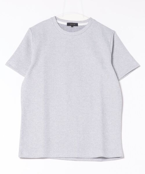 TAKA-Q(タカキュー)の「タカキュー 杢ワッフル クルーネック 半袖 Tシャツ(Tシャツ/カットソー・メンズ・ライトグレー/ネイビー・MEDIUM/X-LARGE/LARGE)」の15枚目の写真