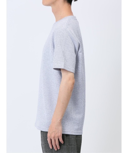 TAKA-Q(タカキュー)の「タカキュー 杢ワッフル クルーネック 半袖 Tシャツ(Tシャツ/カットソー・メンズ・ライトグレー/ネイビー・MEDIUM/X-LARGE/LARGE)」の17枚目の写真