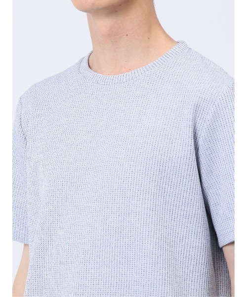 TAKA-Q(タカキュー)の「タカキュー 杢ワッフル クルーネック 半袖 Tシャツ(Tシャツ/カットソー・メンズ・ライトグレー/ネイビー・MEDIUM/X-LARGE/LARGE)」の19枚目の写真