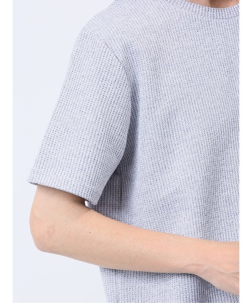 TAKA-Q(タカキュー)の「タカキュー 杢ワッフル クルーネック 半袖 Tシャツ(Tシャツ/カットソー・メンズ・ライトグレー/ネイビー・MEDIUM/X-LARGE/LARGE)」の20枚目の写真