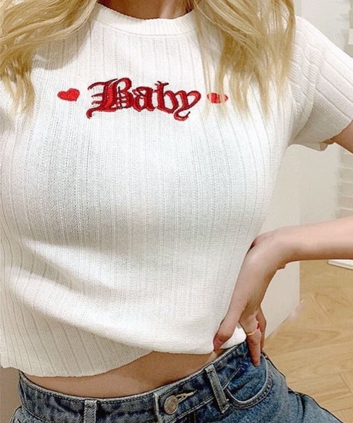 CANVAS+（キャンバスプラス）の「【CANVAS+】Baby刺しゅうリブミニTシャツ（Tシャツ/カットソー）」 - WEAR