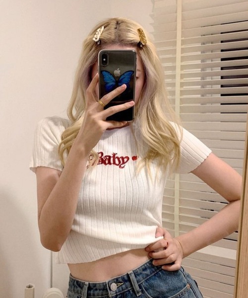 CANVAS+（キャンバスプラス）の「【CANVAS+】Baby刺しゅうリブミニTシャツ（Tシャツ/カットソー）」 - WEAR