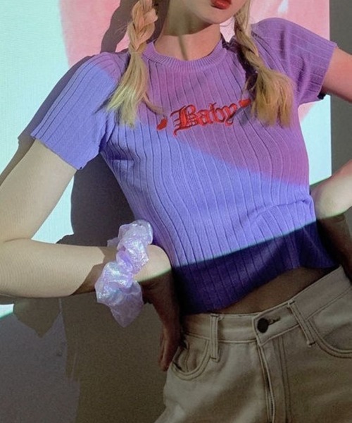 CANVAS+（キャンバスプラス）の「【CANVAS+】Baby刺しゅうリブミニTシャツ（Tシャツ/カットソー）」 - WEAR