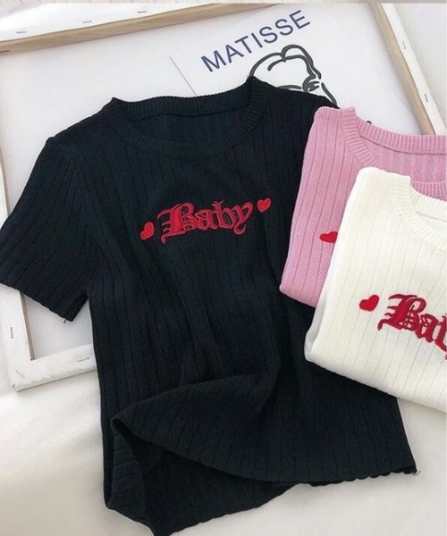 CANVAS+(キャンバスプラス)の「【CANVAS+】Baby刺しゅうリブミニTシャツ(Tシャツ/カットソー・レディース・ブラック/ピンク/ホワイト/ライトパープル・M)」の21枚目の写真