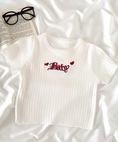 CANVAS+(キャンバスプラス)の「【CANVAS+】Baby刺しゅうリブミニTシャツ(Tシャツ/カットソー・レディース・ブラック/ピンク/ホワイト/ライトパープル・M)」の22枚目の写真