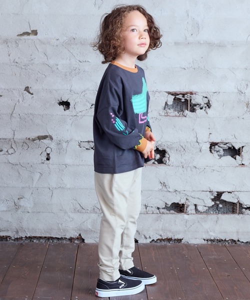 HOGAN RANCH WEAR（ホーガンランチウエア）の「ソデリブビッグロンT（Tシャツ/カットソー・キッズ・ベージュ/チャコール/オフホワイト/アイボリー・90/100/110/120/130/140/150/80）」の15枚目の写真