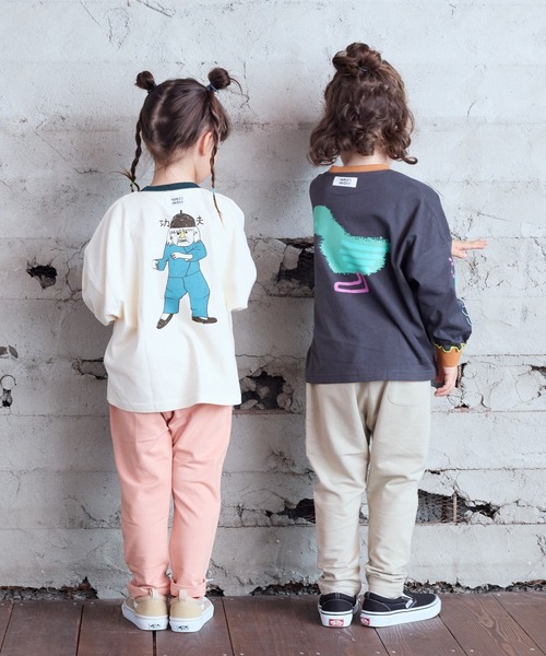 HOGAN RANCH WEAR（ホーガンランチウエア）の「ソデリブビッグロンT（Tシャツ/カットソー・キッズ・ベージュ/チャコール/オフホワイト/アイボリー・90/100/110/120/130/140/150/80）」の17枚目の写真