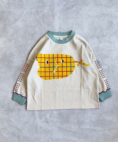 HOGAN RANCH WEAR（ホーガンランチウエア）の「ソデリブビッグロンT（Tシャツ/カットソー・キッズ・ベージュ/チャコール/オフホワイト/アイボリー・90/100/110/120/130/140/150/80）」の21枚目の写真