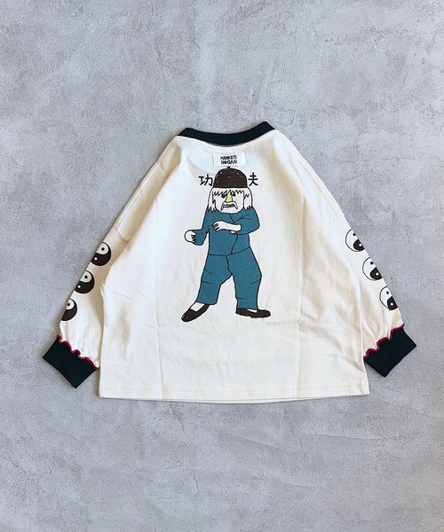 HOGAN RANCH WEAR（ホーガンランチウエア）の「ソデリブビッグロンT（Tシャツ/カットソー・キッズ・ベージュ/チャコール/オフホワイト/アイボリー・90/100/110/120/130/140/150/80）」の6枚目の写真