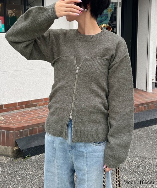 pufe(ピュフェ)の「【pufe】アルパカタッチビスチェスカートセット(ベスト・レディース・ブラウン/チャコール/ブラック・ONE)」の13枚目の写真