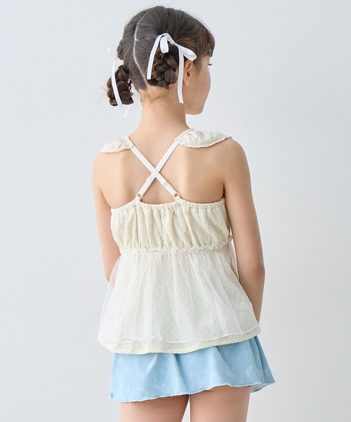 Amourire girl（アムリールガール）の「チュールフレアTOPS×スカパン 上下2点セット【キッズ/ジュニア水着】（130㎝～160㎝）（水着・キッズ・ブラック/オフホワイト・130cm/140cm/150cm/160cm）」の6枚目の写真