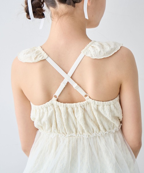 Amourire girl（アムリールガール）の「チュールフレアTOPS×スカパン 上下2点セット【キッズ/ジュニア水着】（130㎝～160㎝）（水着・キッズ・ブラック/オフホワイト・130cm/140cm/150cm/160cm）」の7枚目の写真