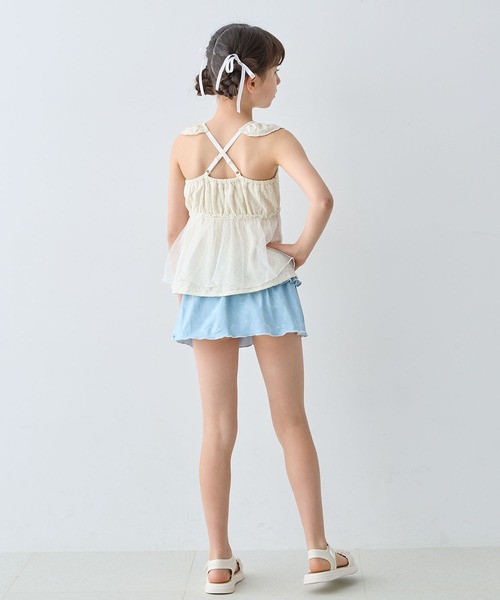 Amourire girl（アムリールガール）の「チュールフレアTOPS×スカパン 上下2点セット【キッズ/ジュニア水着】（130㎝～160㎝）（水着・キッズ・ブラック/オフホワイト・130cm/140cm/150cm/160cm）」の10枚目の写真