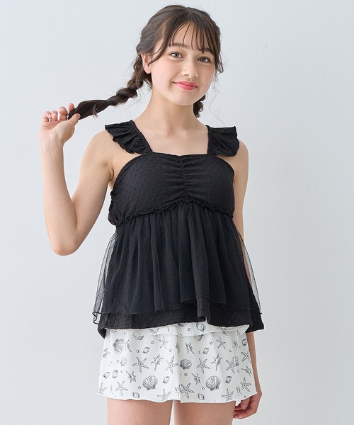 Amourire girl（アムリールガール）の「チュールフレアTOPS×スカパン 上下2点セット【キッズ/ジュニア水着】（130㎝～160㎝）（水着・キッズ・ブラック/オフホワイト・130cm/140cm/150cm/160cm）」の13枚目の写真
