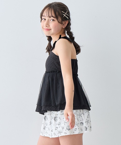 Amourire girl（アムリールガール）の「チュールフレアTOPS×スカパン 上下2点セット【キッズ/ジュニア水着】（130㎝～160㎝）（水着・キッズ・ブラック/オフホワイト・130cm/140cm/150cm/160cm）」の16枚目の写真