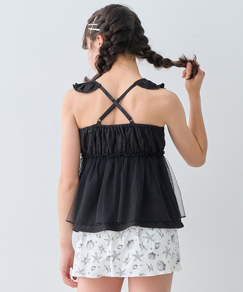 Amourire girl（アムリールガール）の「チュールフレアTOPS×スカパン 上下2点セット【キッズ/ジュニア水着】（130㎝～160㎝）（水着・キッズ・ブラック/オフホワイト・130cm/140cm/150cm/160cm）」の17枚目の写真