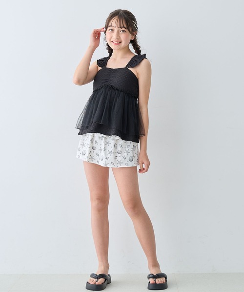 Amourire girl（アムリールガール）の「チュールフレアTOPS×スカパン 上下2点セット【キッズ/ジュニア水着】（130㎝～160㎝）（水着・キッズ・ブラック/オフホワイト・130cm/140cm/150cm/160cm）」の20枚目の写真