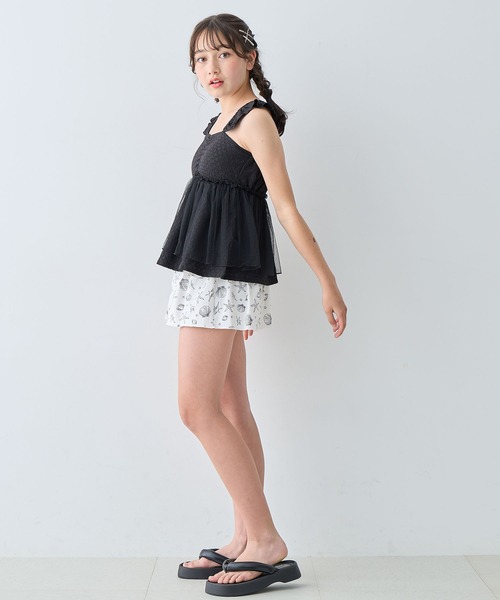 Amourire girl（アムリールガール）の「チュールフレアTOPS×スカパン 上下2点セット【キッズ/ジュニア水着】（130㎝～160㎝）（水着・キッズ・ブラック/オフホワイト・130cm/140cm/150cm/160cm）」の21枚目の写真