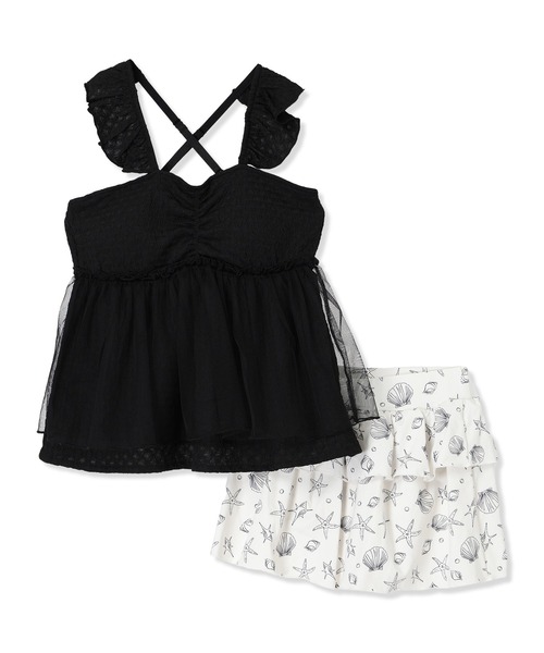 Amourire girl（アムリールガール）の「チュールフレアTOPS×スカパン 上下2点セット【キッズ/ジュニア水着】（130㎝～160㎝）（水着・キッズ・ブラック/オフホワイト・130cm/140cm/150cm/160cm）」の18枚目の写真