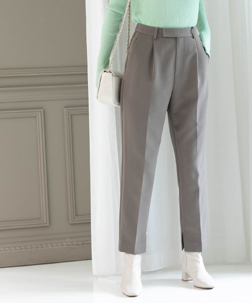 OPAQUE.CLIP（オペークドットクリップ）の「スリットテーパードパンツ／セットアップ対応【洗濯機洗い可】（その他パンツ・レディース・ブラウン系その他/ブラック・40/38/36/42）」の9枚目の写真