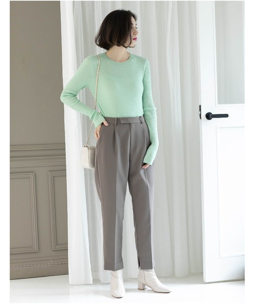 OPAQUE.CLIP（オペークドットクリップ）の「スリットテーパードパンツ／セットアップ対応【洗濯機洗い可】（その他パンツ・レディース・ブラウン系その他/ブラック・40/38/36/42）」の10枚目の写真