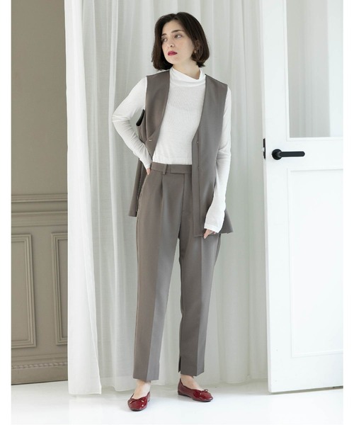 OPAQUE.CLIP（オペークドットクリップ）の「スリットテーパードパンツ／セットアップ対応【洗濯機洗い可】（その他パンツ・レディース・ブラウン系その他/ブラック・40/38/36/42）」の11枚目の写真