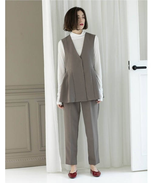 OPAQUE.CLIP（オペークドットクリップ）の「スリットテーパードパンツ／セットアップ対応【洗濯機洗い可】（その他パンツ・レディース・ブラウン系その他/ブラック・40/38/36/42）」の14枚目の写真