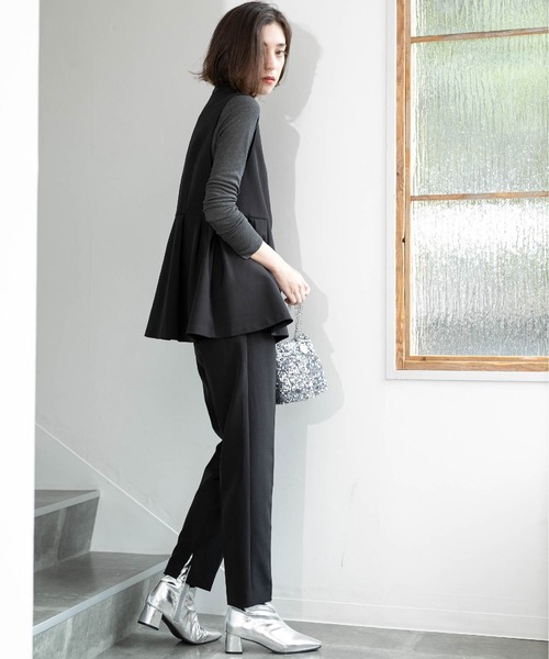 OPAQUE.CLIP（オペークドットクリップ）の「スリットテーパードパンツ／セットアップ対応【洗濯機洗い可】（その他パンツ・レディース・ブラウン系その他/ブラック・40/38/36/42）」の8枚目の写真