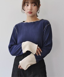 Meli rich | プリーツ配色プルオーバー(Tシャツ/カットソー)