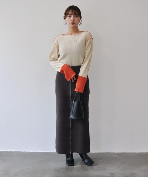 Meli rich（メリーリッチ）の「プリーツ配色プルオーバー（Tシャツ/カットソー・レディース・アイボリー/ブラック/ネイビー/ブラック系その他/ブルー系その他/ホワイト系その他・FREE）」の15枚目の写真