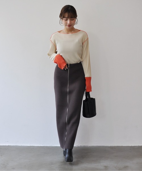 Meli rich（メリーリッチ）の「プリーツ配色プルオーバー（Tシャツ/カットソー・レディース・アイボリー/ブラック/ネイビー/ブラック系その他/ブルー系その他/ホワイト系その他・FREE）」の16枚目の写真