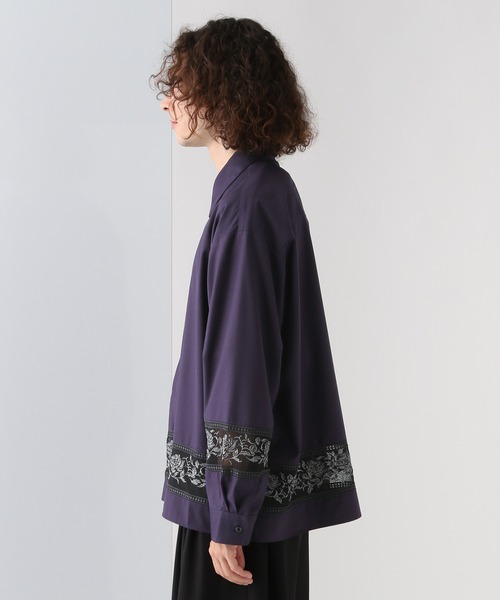 HARE（ハレ）の「シアーキリカエシシュウシャツLS(HARE)（シャツ/ブラウス・メンズ・ブラック/ホワイト/パープル・FREE）」の15枚目の写真