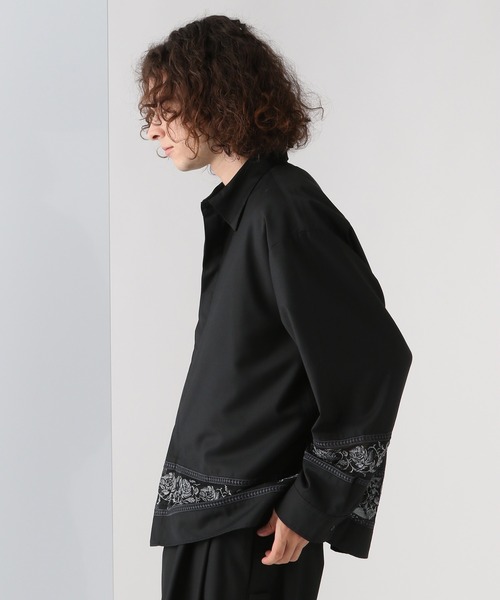 HARE（ハレ）の「シアーキリカエシシュウシャツLS(HARE)（シャツ/ブラウス・メンズ・ブラック/ホワイト/パープル・FREE）」の10枚目の写真