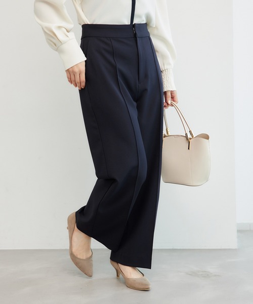 ROPE' PICNIC(ロペピクニック)の「低身長・小柄さん向け/ウールライクサージワイドパンツ/セットアップ対応(その他パンツ・レディース・ブラック/ブラウン/ネイビー・36/38)」の3枚目の写真