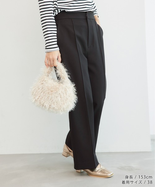 ROPE' PICNIC(ロペピクニック)の「低身長・小柄さん向け/ウールライクサージワイドパンツ/セットアップ対応(その他パンツ・レディース・ブラック/ブラウン/ネイビー・36/38)」の4枚目の写真