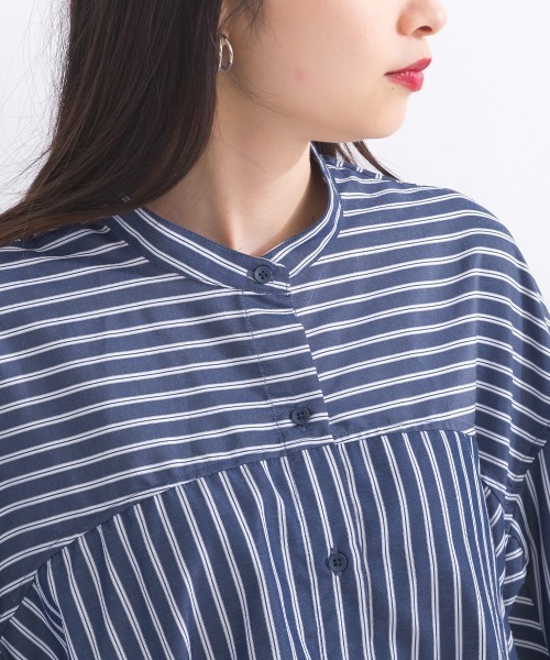 terrace(テラス)の「ドレープフレアーシャツブラウス(シャツ/ブラウス・レディース・オフホワイト/ストライプ・MEDIUM)」の10枚目の写真