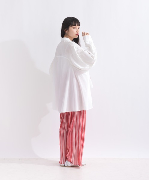 terrace(テラス)の「ドレープフレアーシャツブラウス(シャツ/ブラウス・レディース・オフホワイト/ストライプ・MEDIUM)」の19枚目の写真