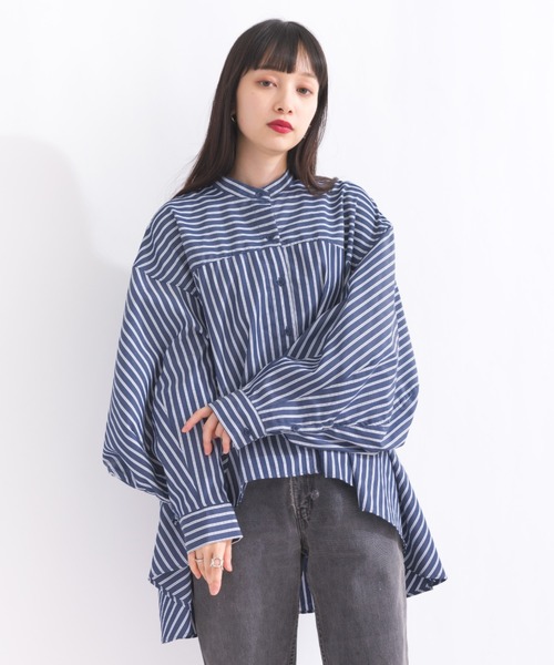 terrace(テラス)の「ドレープフレアーシャツブラウス(シャツ/ブラウス・レディース・オフホワイト/ストライプ・MEDIUM)」の11枚目の写真