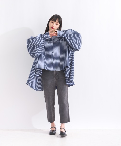 terrace(テラス)の「ドレープフレアーシャツブラウス(シャツ/ブラウス・レディース・オフホワイト/ストライプ・MEDIUM)」の15枚目の写真