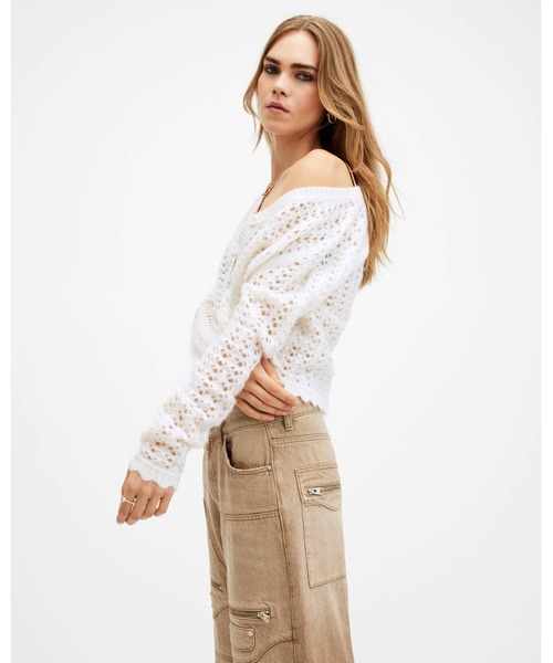 VIVIAN OPEN STITCH V-NECK CARDIGAN | VIVIAN オープン ステッチ Vネック カーディガン（カーディガン/ボレロ）｜ALLSAINTS（オールセインツ）