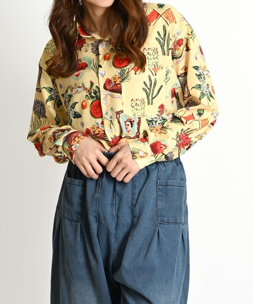 MARAI(マーライ)の「【MARAI】羽織 柄ブラウス サボテン メキシカン アロハ(シャツ/ブラウス・レディース・ホワイト/ブラック/イエロー/ブルー・FREE)」の12枚目の写真