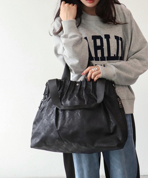 Three Four Time（ｽﾘｰﾌｫｰﾀｲﾑ）の「タックプリーツ星ナイロン3WAY BAG